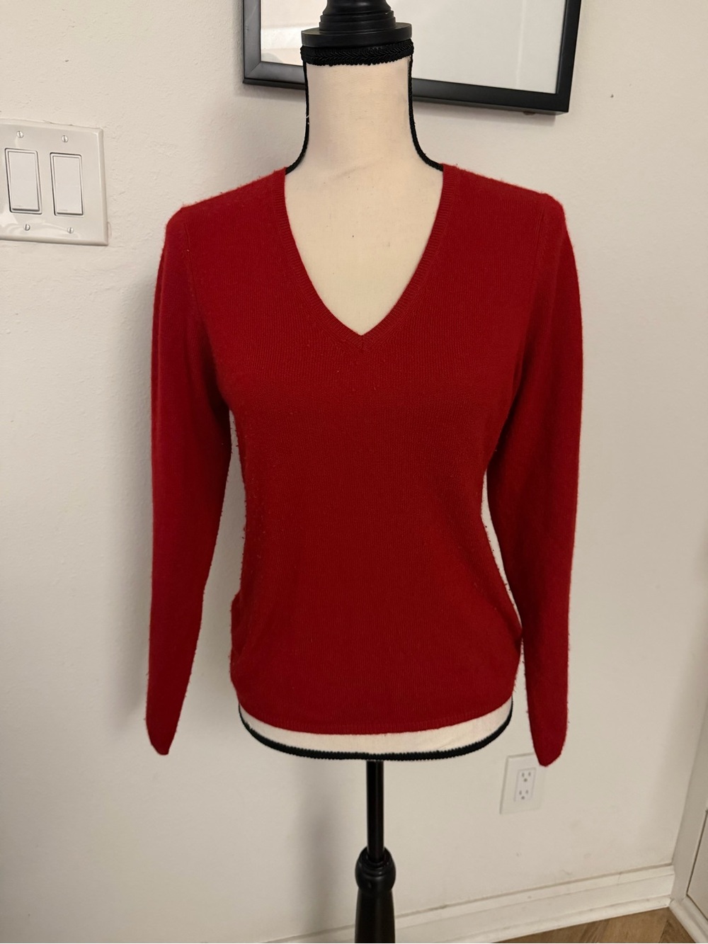 Charter Club Red V-Neck Lightweight Sweater